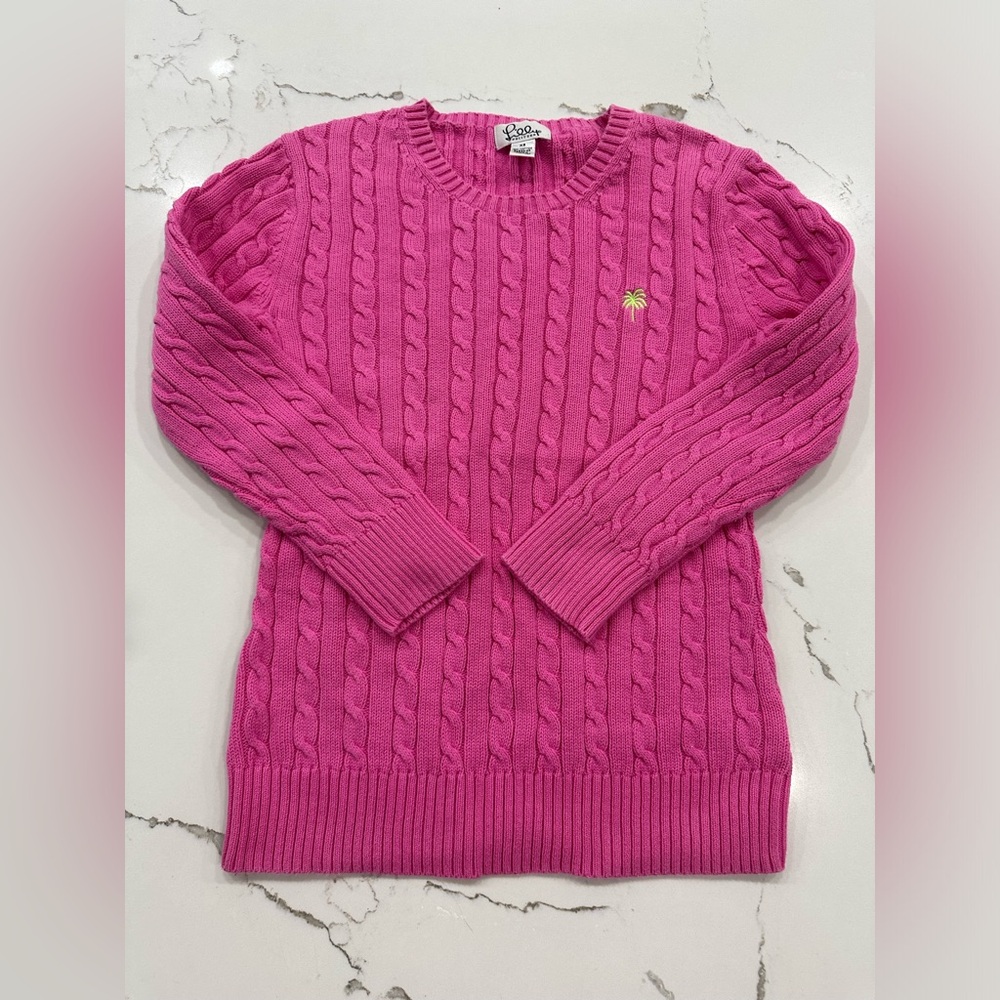 Lilly Pulitzer hot pink cable knit pull over sweater XS.